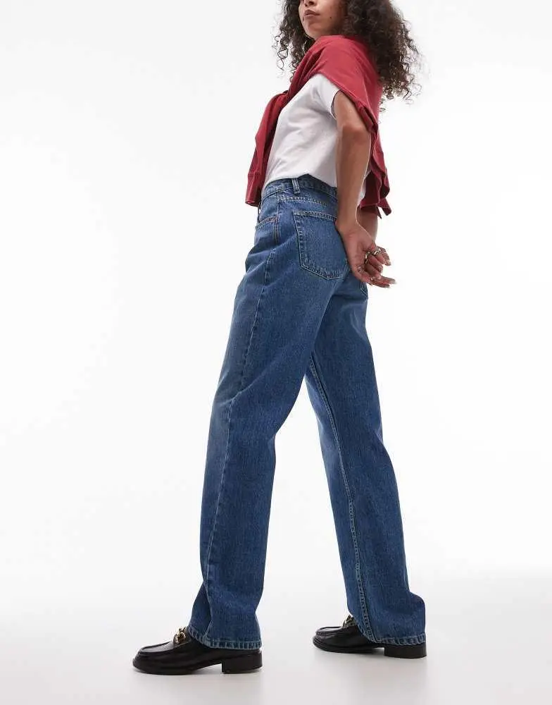 Topshop Topshop Kort high rise straight jean in vintage blue 3