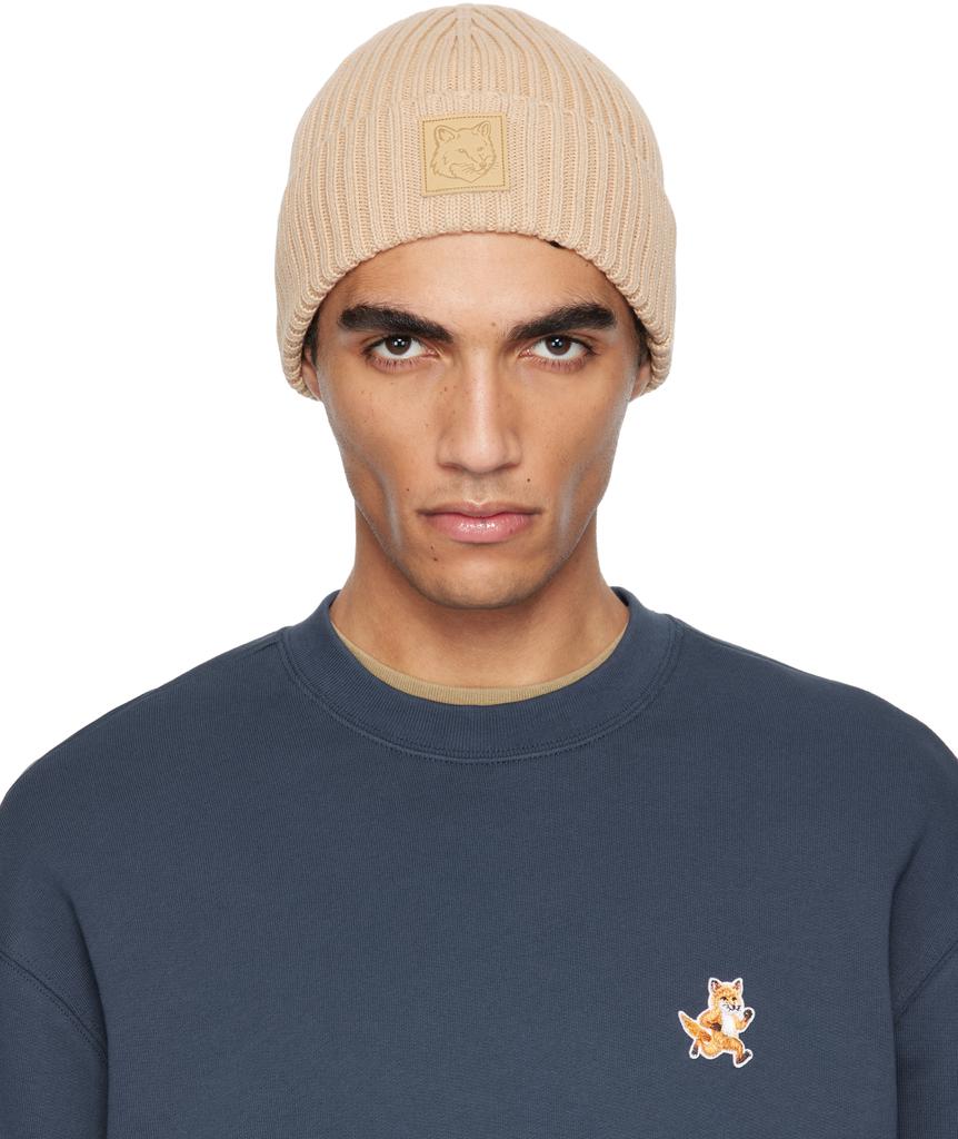 帽子 Maison Kitsune BOLD FOX HEAD BEANIE BOLD FOX HEAD PATCH RIBBED BEANIE | Maison Kitsuné