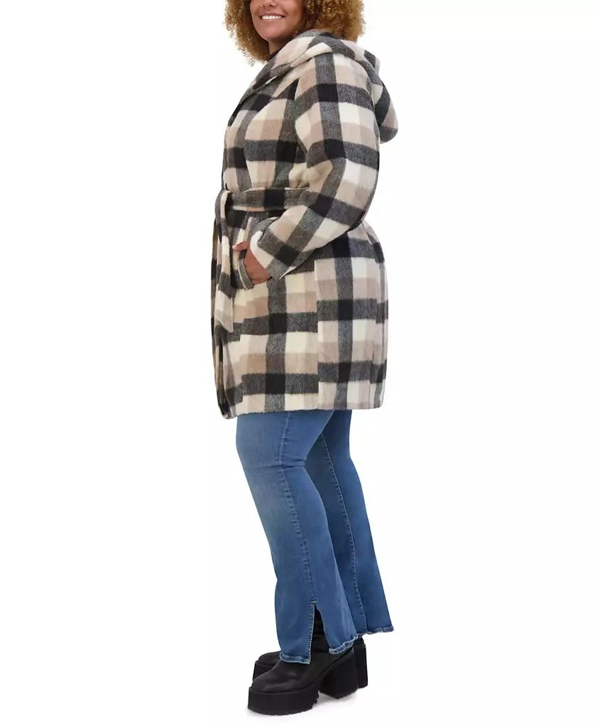 Steve Madden Plus Size Hooded Belted Button-Front Coat, Created for Macy's 3