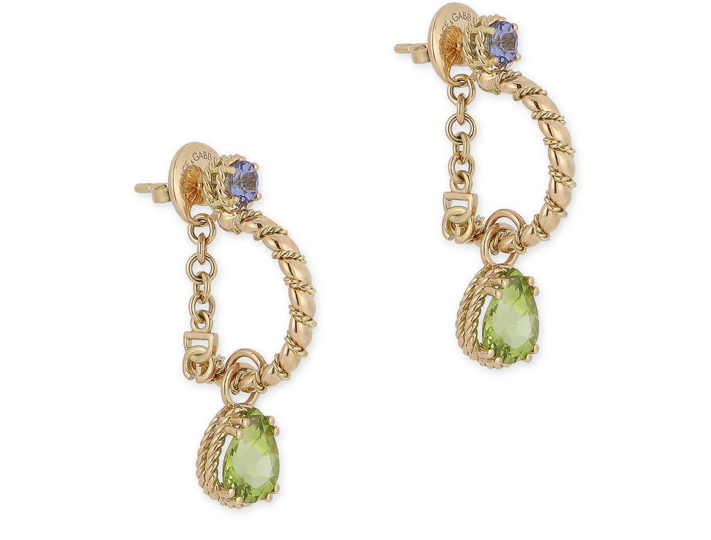 DOLCE & GABBANA 18 kt yellow gold earrings  with multicolor fine gemstones