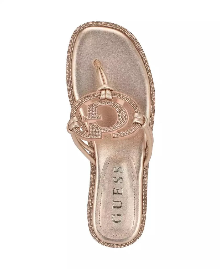 GUESS Women's Saima G Cutout Rhinestone Flat Sandals 4