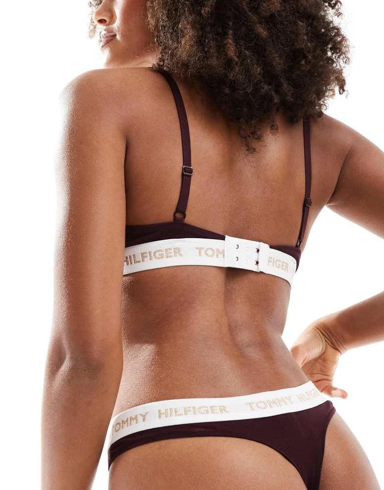 Tommy Hilfiger Tommy Hilfiger Heritage Repeat Logo Waistband Thong in Brown Red 2