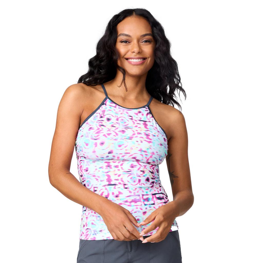 Free Country Women's High Neck Macrame Back Tankini Top