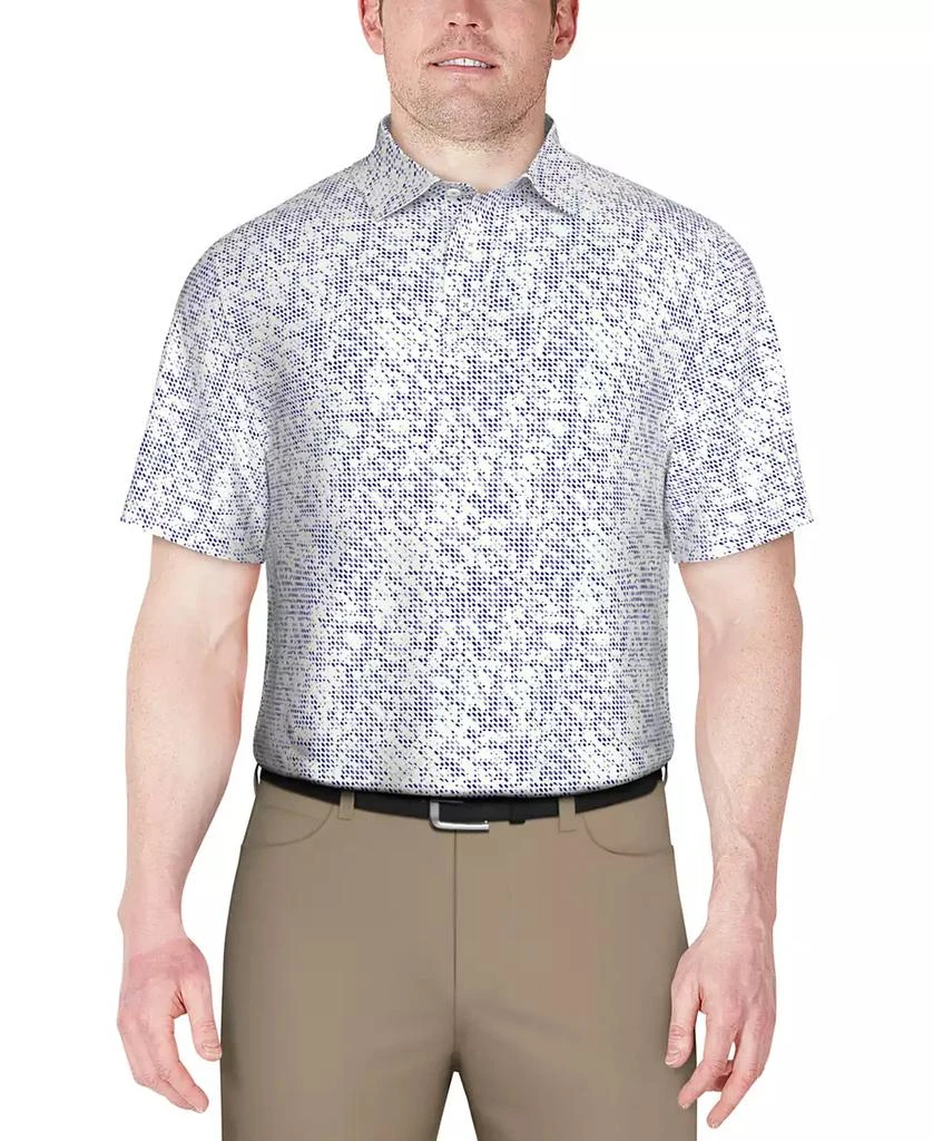 PGA TOUR Men's Clustered Textured Geo Print Polo Shirt 1