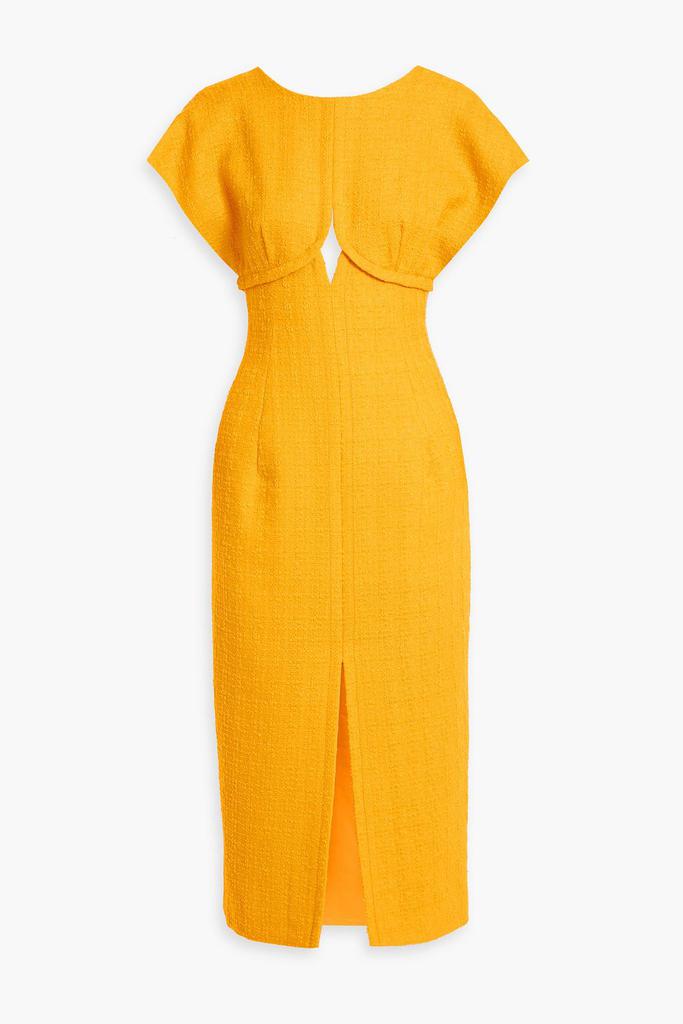 CAROLINA HERRERA Cutout wool-blend tweed midi dress