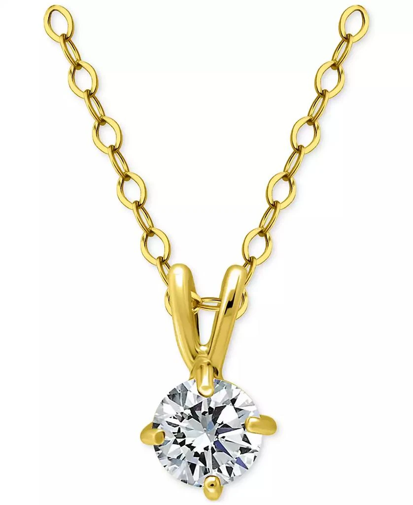 Giani Bernini Cubic Zirconia Solitaire Pendant Necklace in 18k Gold over Sterling Silver, 16" + 2" extender, Exclusively at Macy's 7