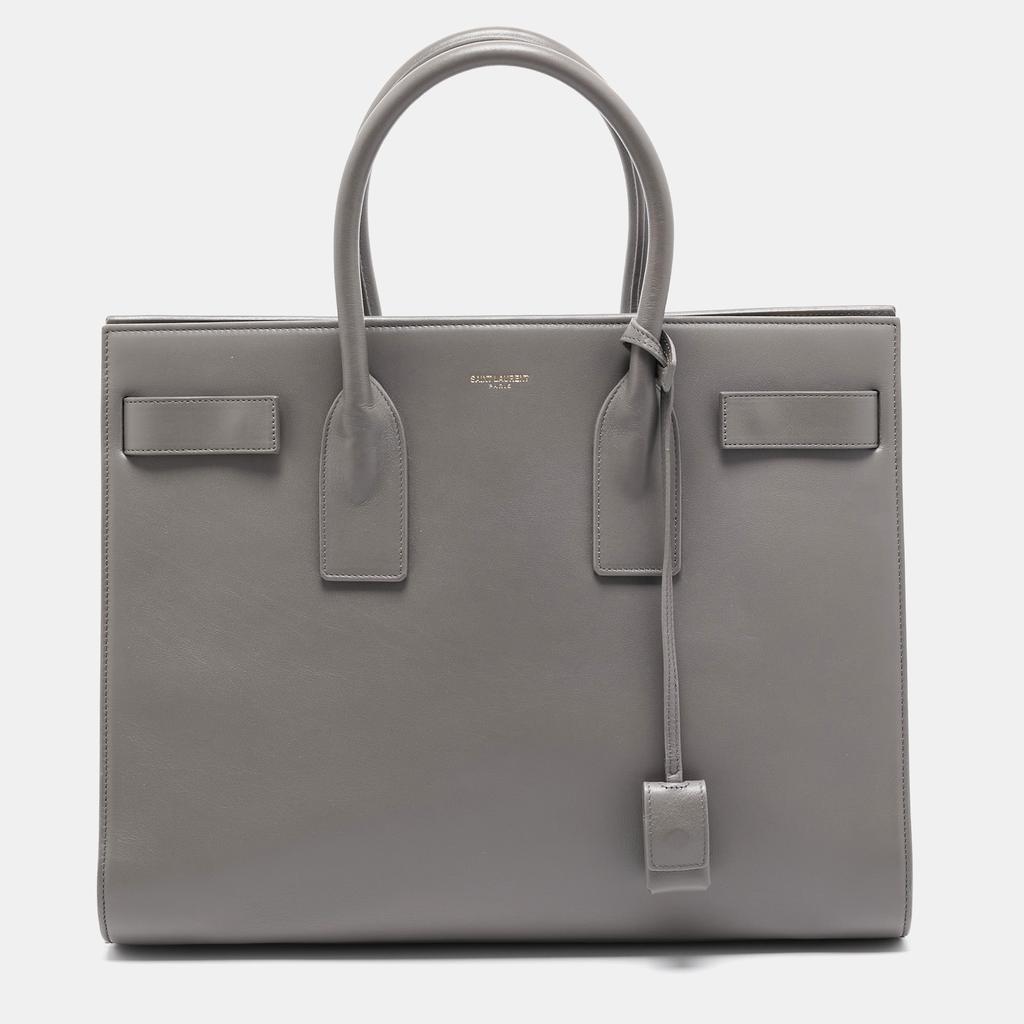 Saint Laurent Saint Laurent Grey Leather Large Classic Sac De Jour Tote
