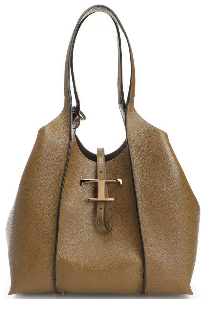 Tod's Bux Medium Leather & Woven Leaf Shopping Tote Bag