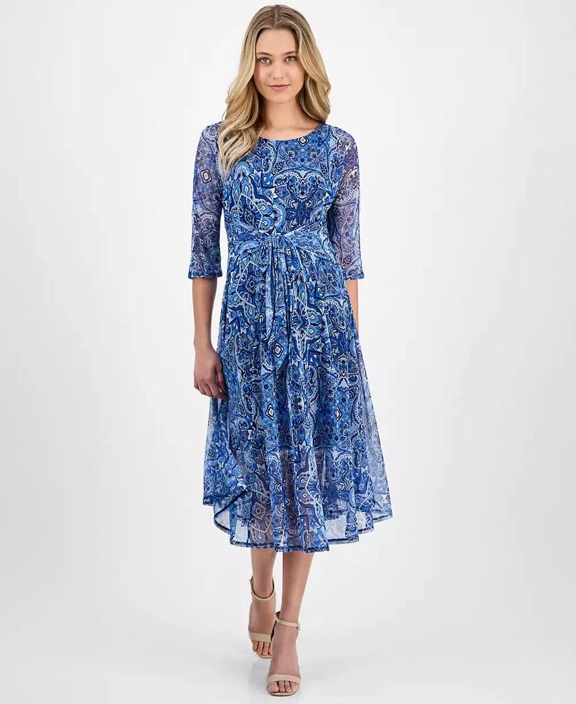 Robbie Bee Women's Floral-Print Tie-Front A-Line Dress 1