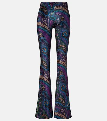 ETRO Printed high-rise velvet flared pants 1