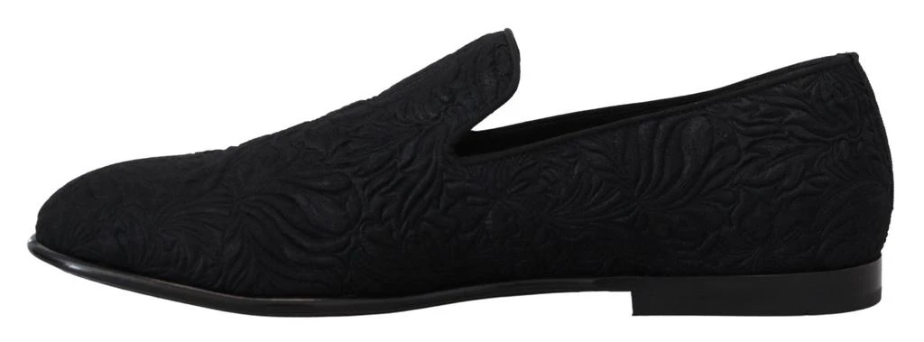 Dolce & Gabbana Dolce & Gabbana Black Floral Jacquard Slippers Loafers Shoes 6