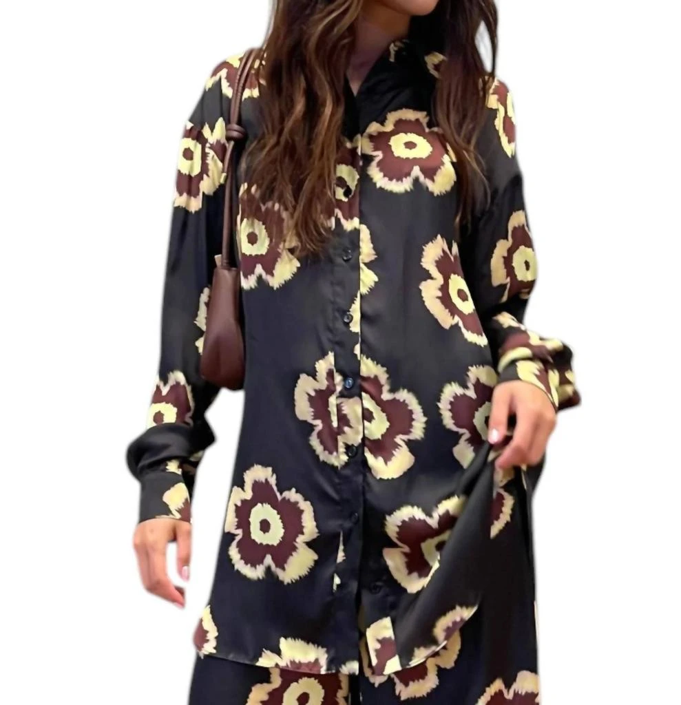 Glamorous Flower Power Top In Black 1