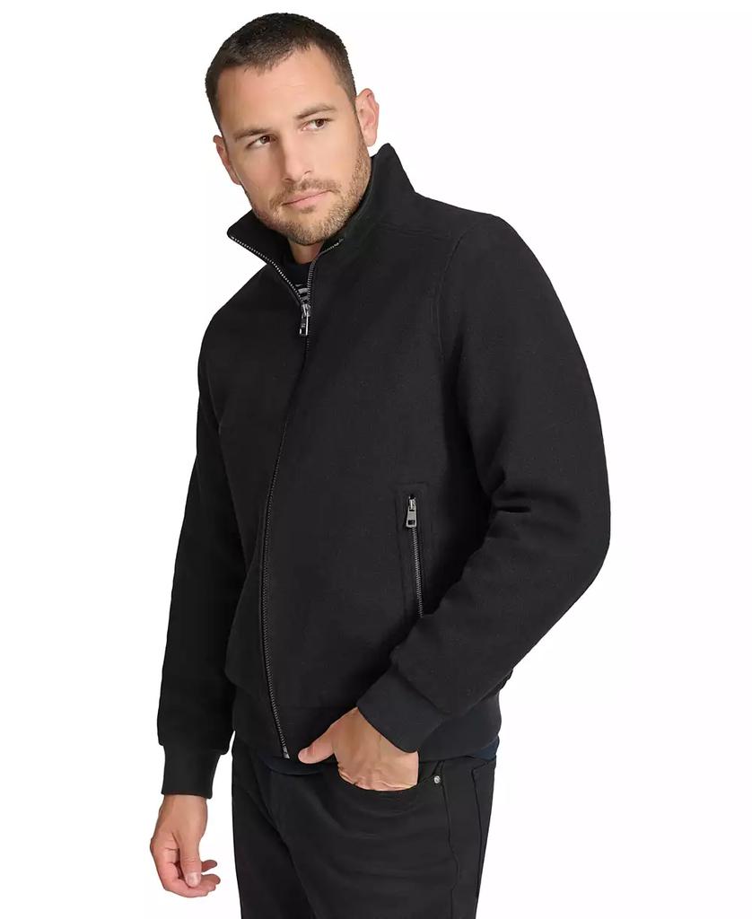 Calvin Klein Men s Wool Bomber Jacket with Knit Trim Black Size M