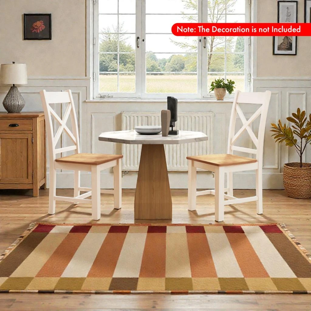 Hivvago Set of 2 Elegant Wooden Dining Chairs with Tall Back Support 2