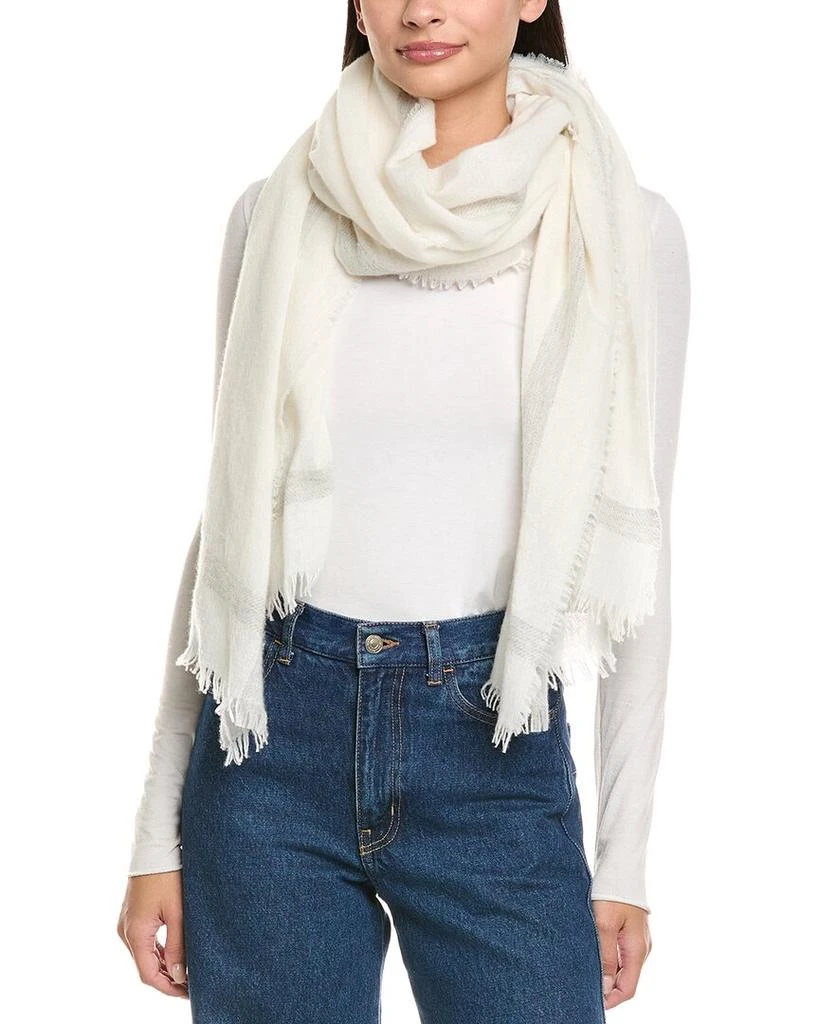 Vince Lightweight Border Stripe Wool 
Cashmere-Blend Wrap 2