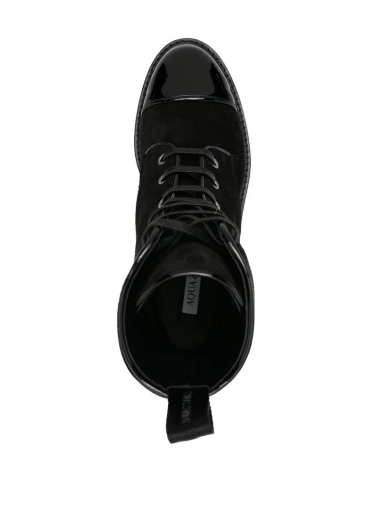 Aquazzura BLACK SUEDE LACE-UP BOOTS BY AQUAZZURA, DESERT MODEL.
PATENT LEATHER DETAILS.
NOTCHED SOLE. 
HEIGHT: 5 CM 
MADE IN ITALY 4