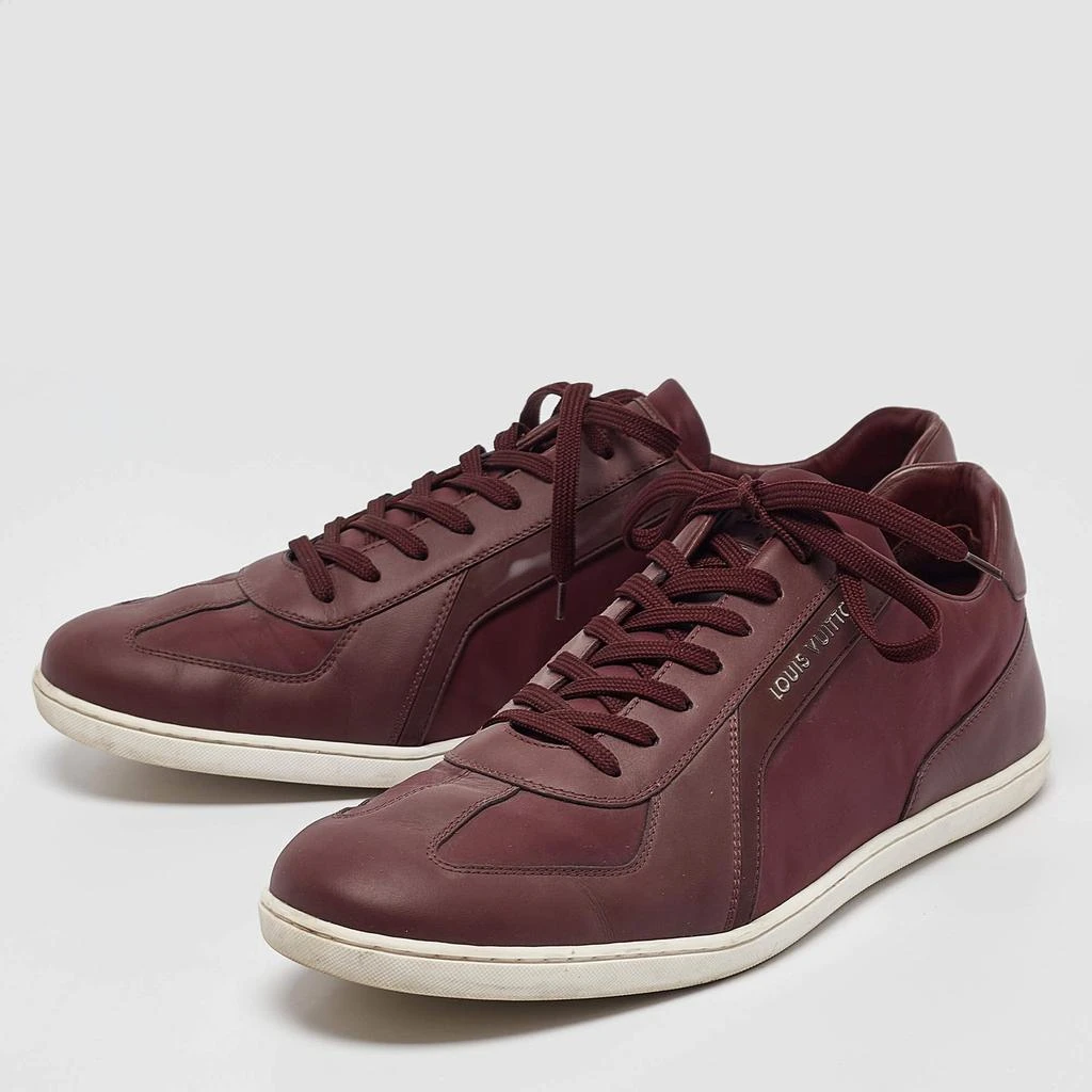 Louis Vuitton Louis Vuitton Burgundy Leather Victoire Lace Up Sneakers Size 44 2