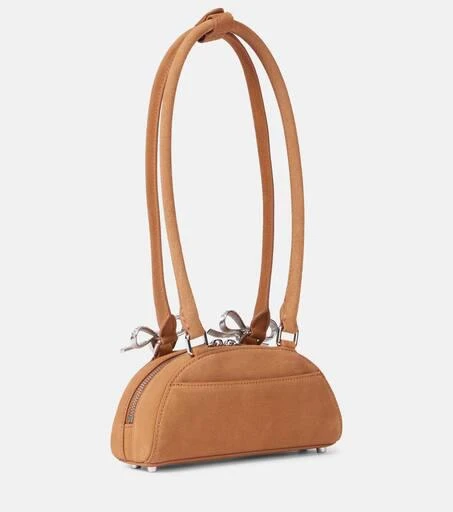 Self Portrait Embellished bow-detail suede shoulder bag 4