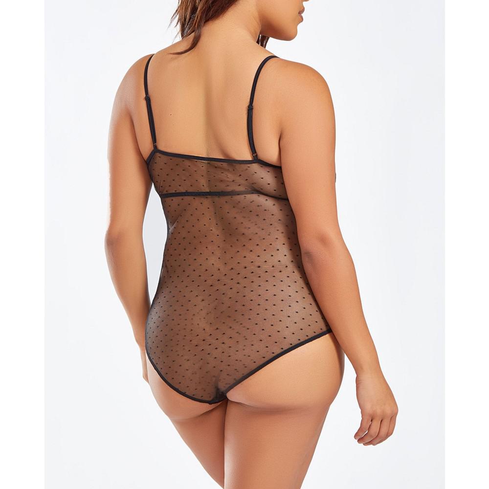 iCollection Plus Size 1 Piece Sheer Lace and Mesh Lingerie Bodysuit