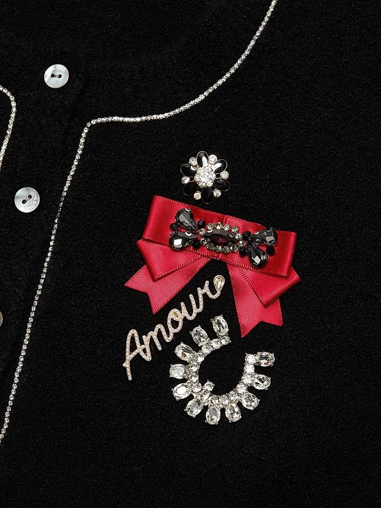 Cinq à Sept Allura Crystal Brooch-Embellished Bouclé Cardigan 7