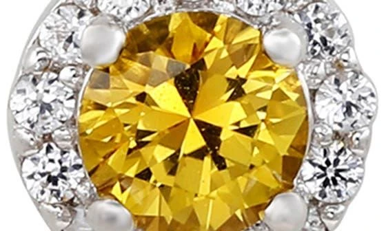 Suzy Levian Sterling Silver Yellow Sapphire & Lab Created White Sapphire Halo Pendant Necklace 3