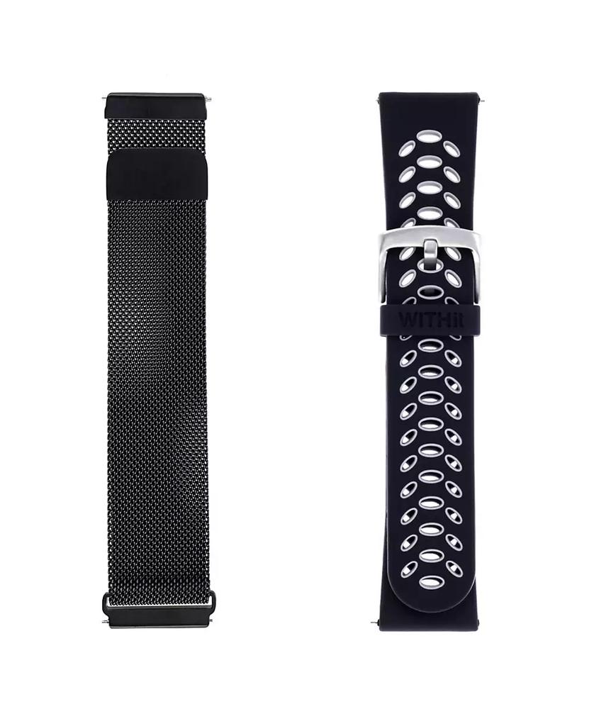 WITHit Stainless Steel Mesh Band and Silicone Sport Band 2-Pack designed for the Fitbit Versa, Versa 2 and Versa Lite