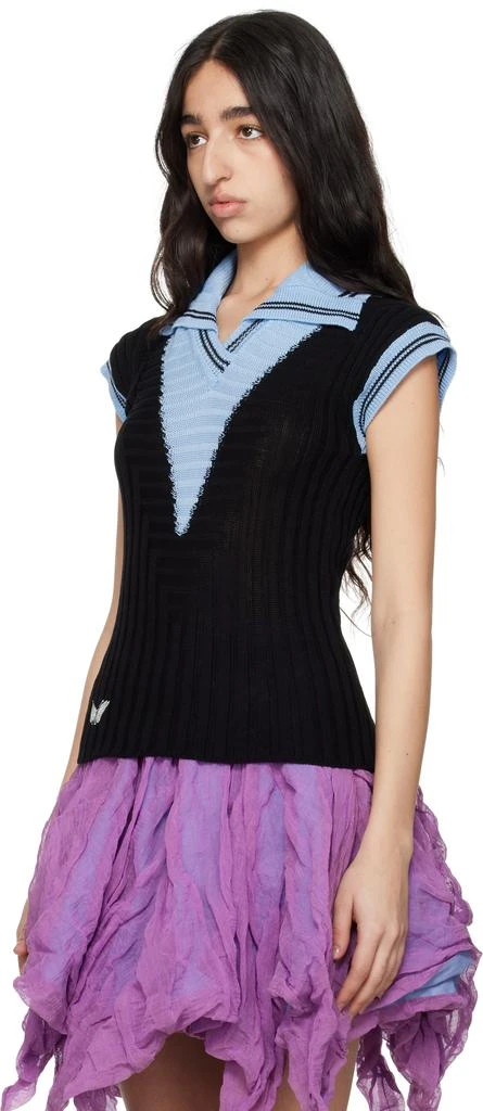 Kiko Kostadinov Blue & Black Quimby Sleeveless Knit Polo 4