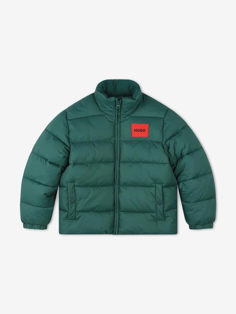 Hugo Boss Hugo Boys Logo Puffer Jacket in Green 1