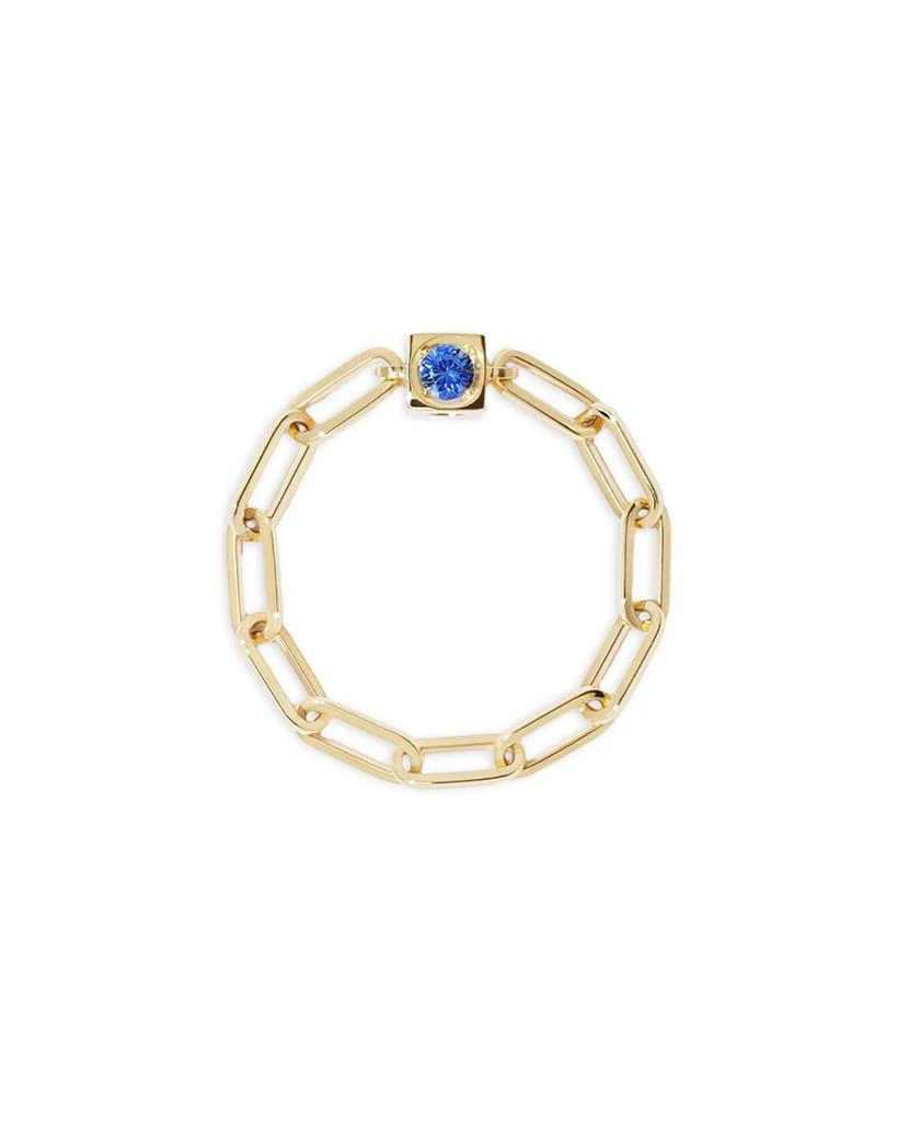 Dinh Van 18K Yellow Gold Le Cube Diamont Blue Sapphire Chain Ring 1
