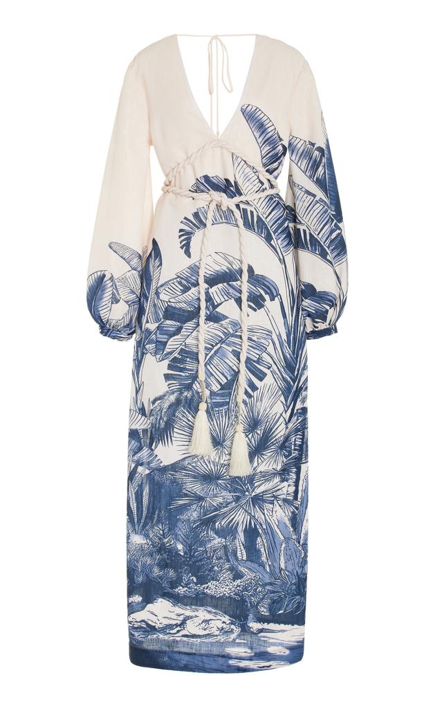 Andres Otalora Andres Otalora - Exclusive Playa Blanca Braid-Detailed Linen Maxi Dress - Blue - US 8 - Moda Operandi