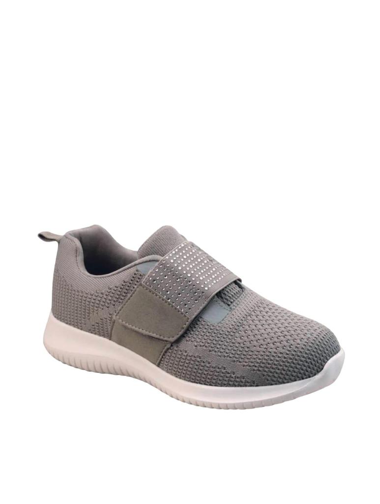 Pilgrim Shoes Align Velcro-Strap Mesh Sneaker In Grey