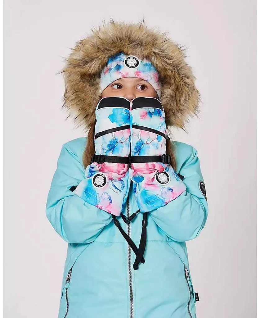 Deux par Deux Girl Winter Mittens Teknik Blue Flower Print - Child 3