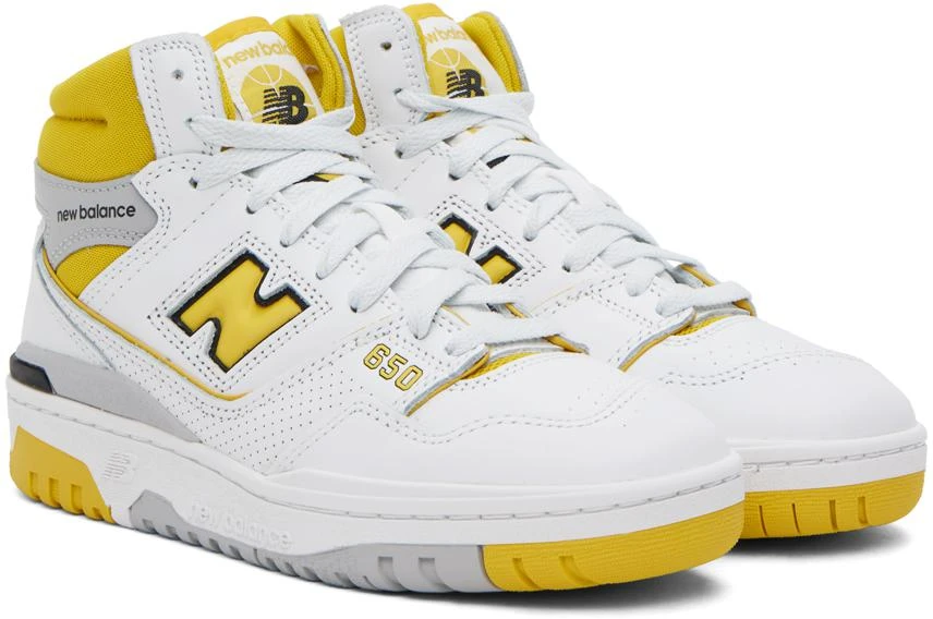 New Balance White & Yellow 650 Sneakers 4