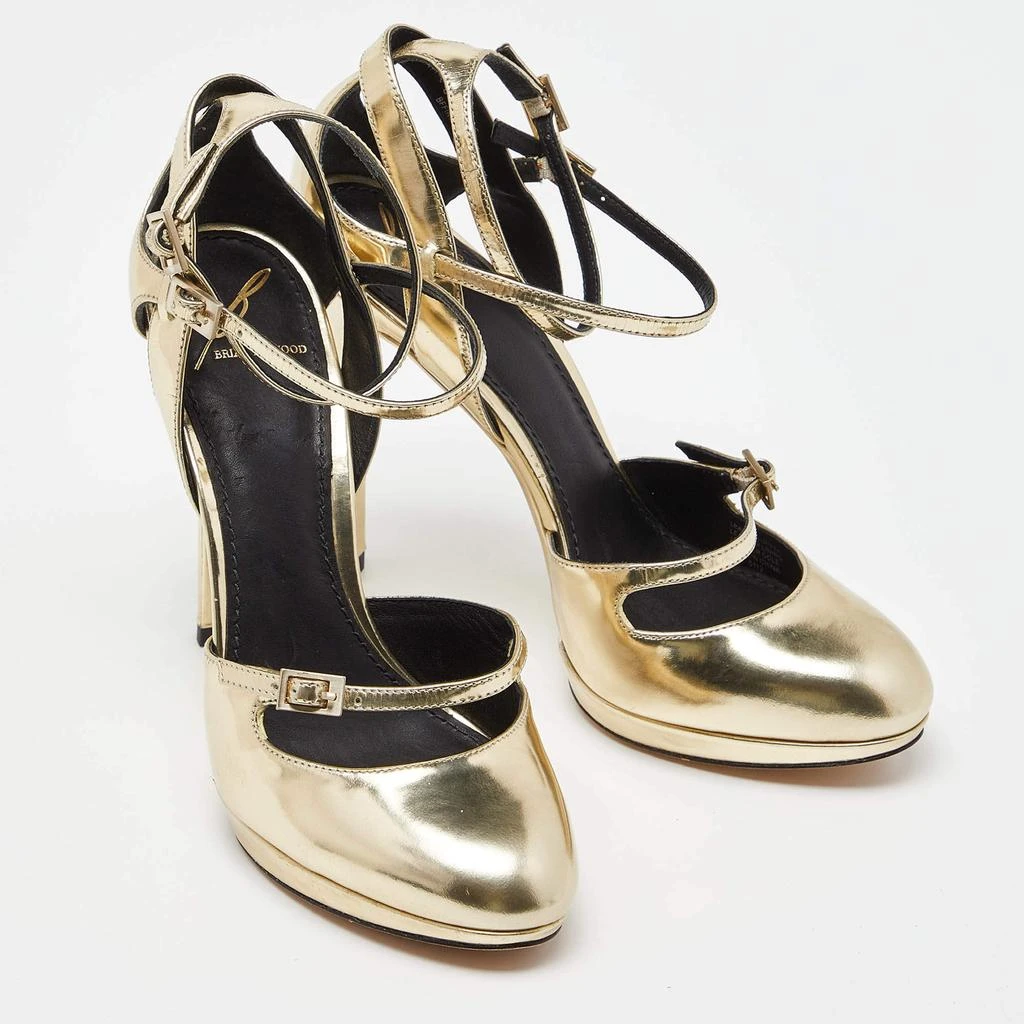 Brian Atwood Brian Atwood Gold Laminated Leather Slingback Pumps Size 37 4