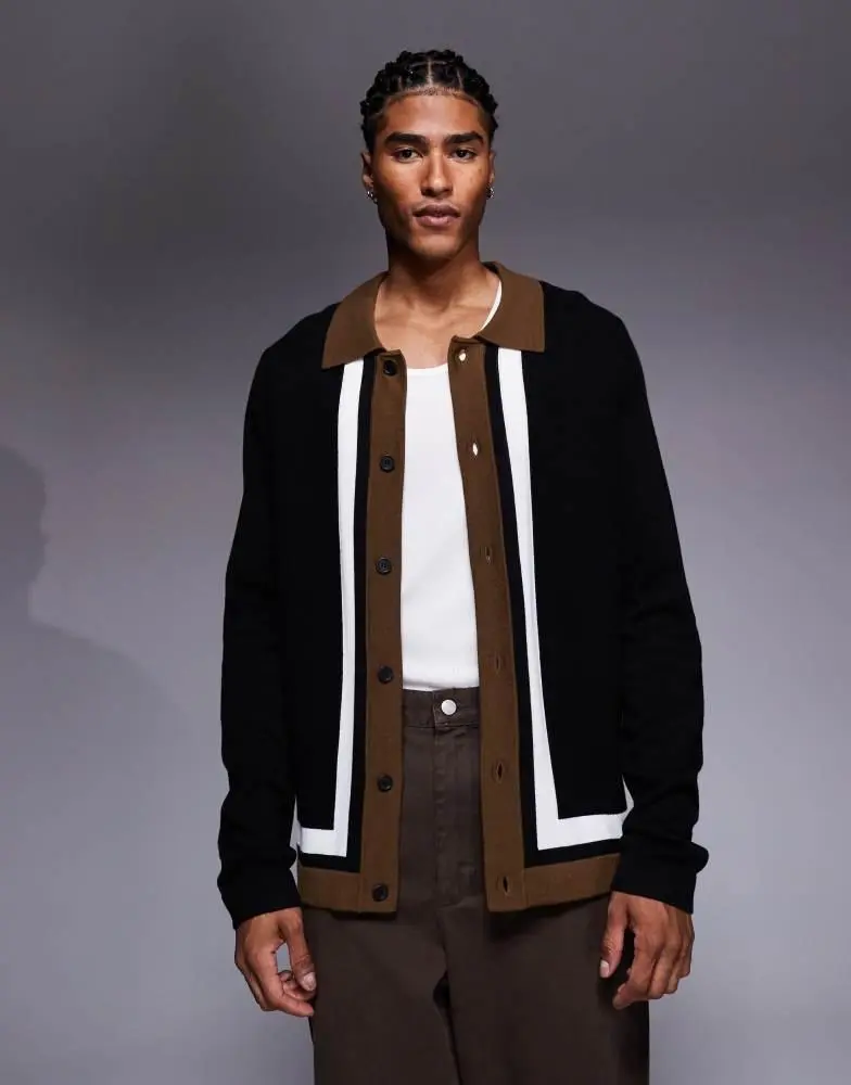 Hugo Red Hugo Red relaxed fit knitted cardigan in black