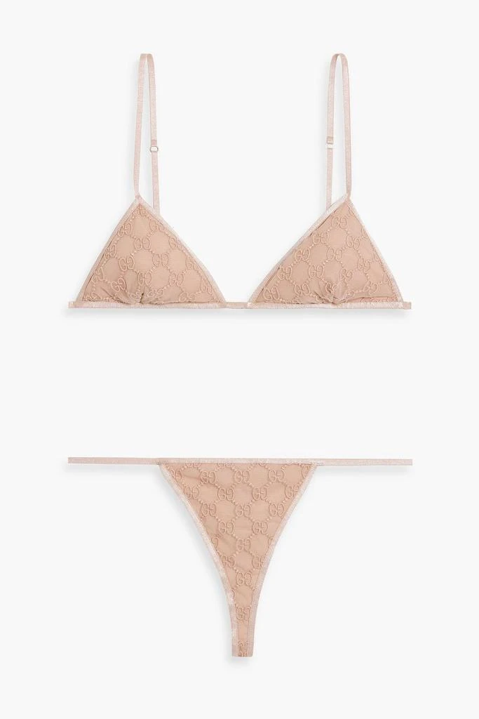 Embroidered tulle triangle bra and briefs set – On Sale Now with