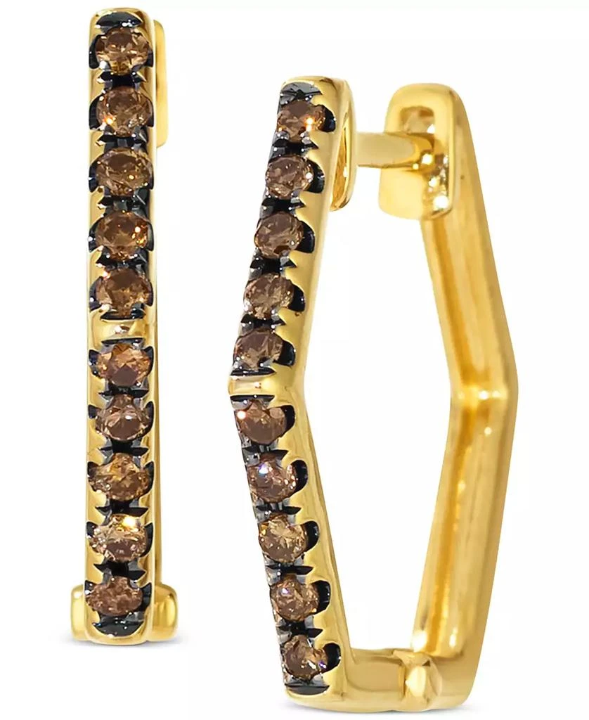 Le Vian Chocolatier® Chocolate Diamond Hexagon Small Hoop Earrings (1/5 ct. t.w.) in 14k Gold, 0.65" 1