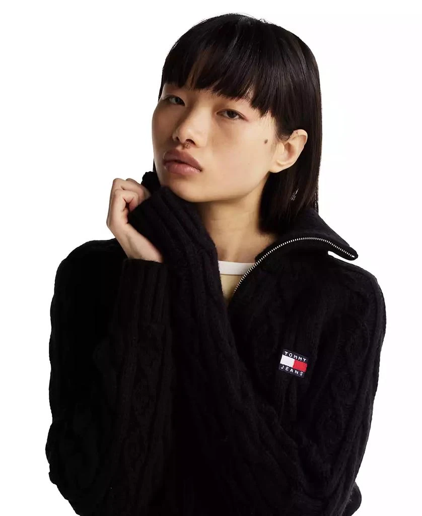 Tommy Jeans Women's Quarter-Zip Cable-Knit Sweater 3