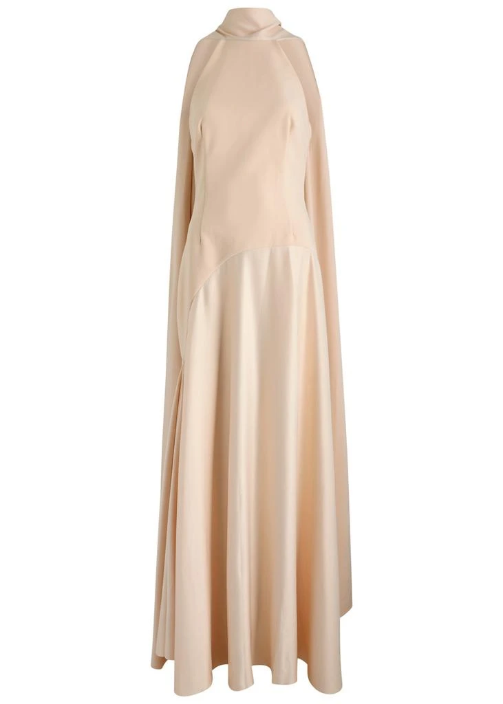 SOLACE LONDON Cece draped satin and crepe maxi dress 1