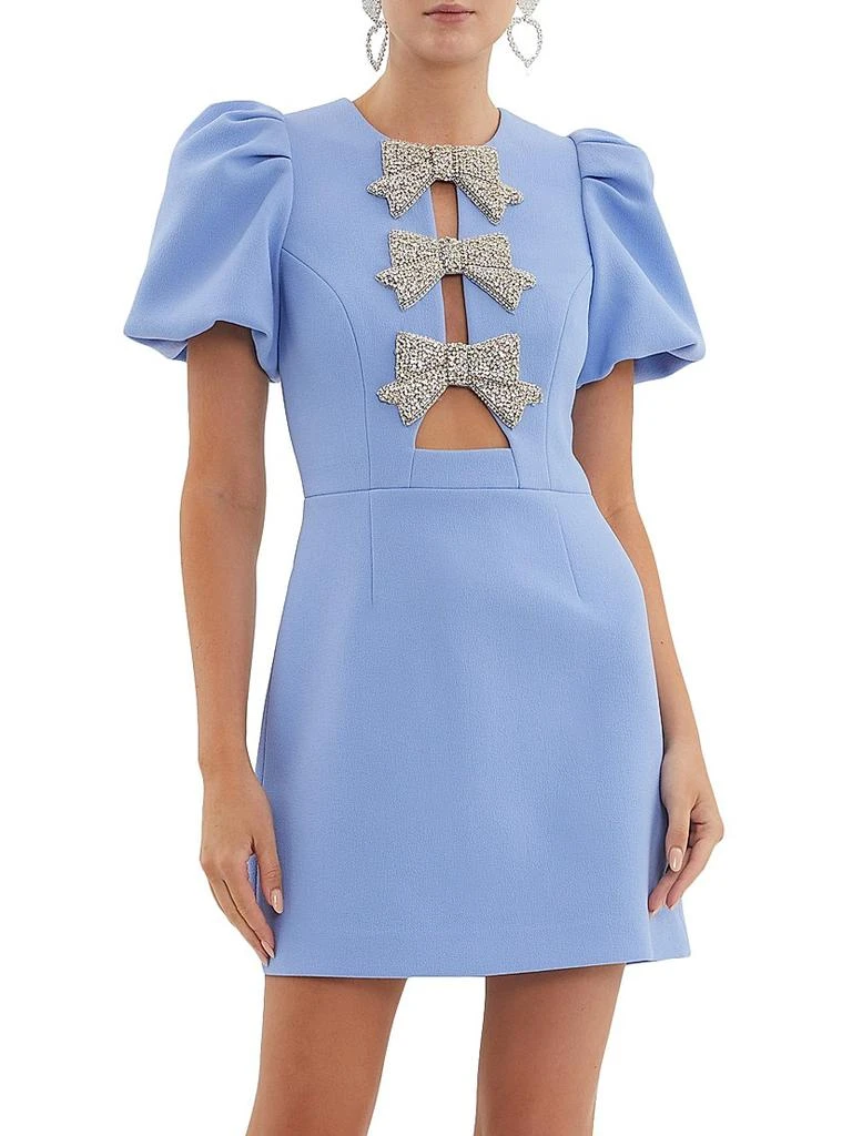 REBECCA VALLANCE Juliana Puff-Sleeve Bow Minidress 3