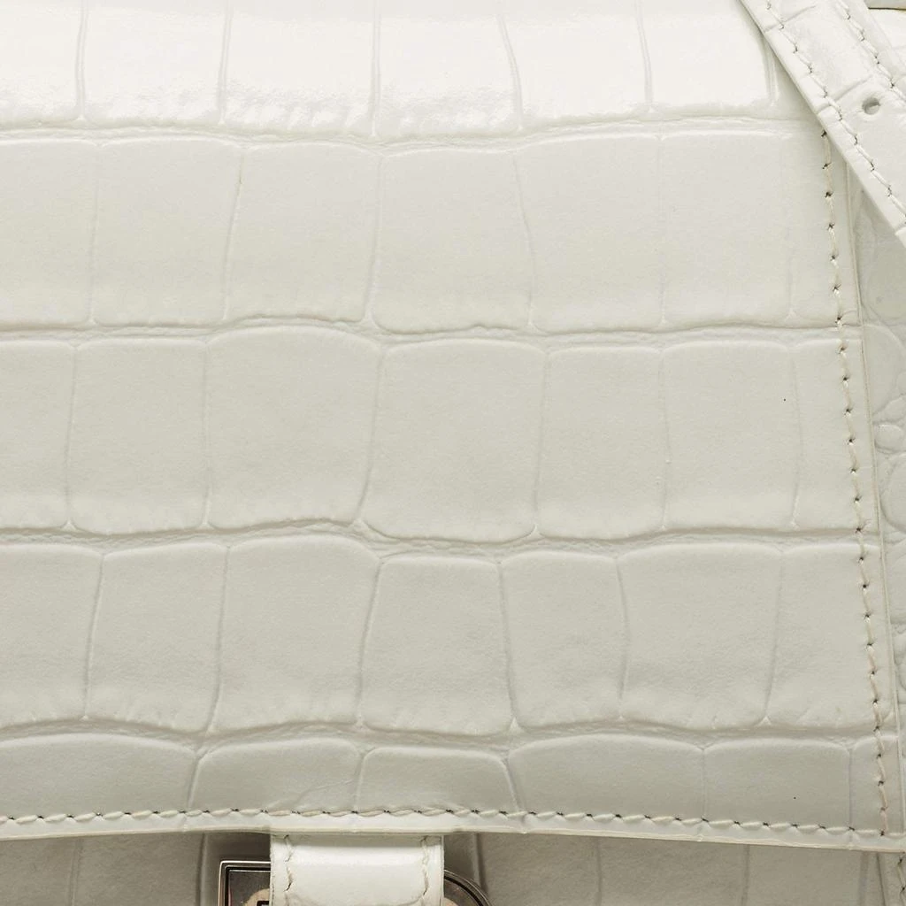 Balenciaga Balenciaga White Croc Embossed Leather Small Hourglass Top Handle Bag 5
