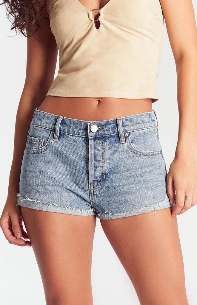 PacSun Light Indigo Raw Cut Denim Micro Shorts 2