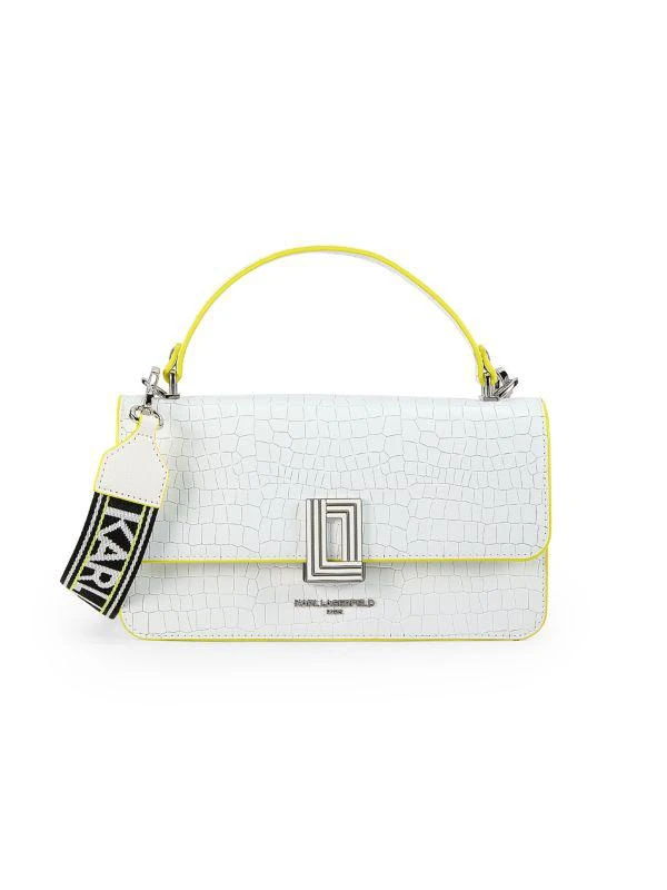 Karl Lagerfeld Paris Simone Embossed Croc Leather Two Way Top Handle Bag 1
