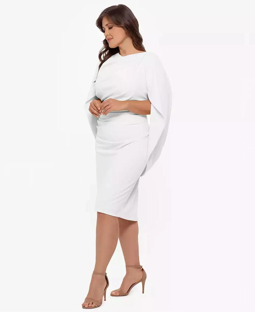 Betsy & Adam Plus Size Ruched Cape Dress 2