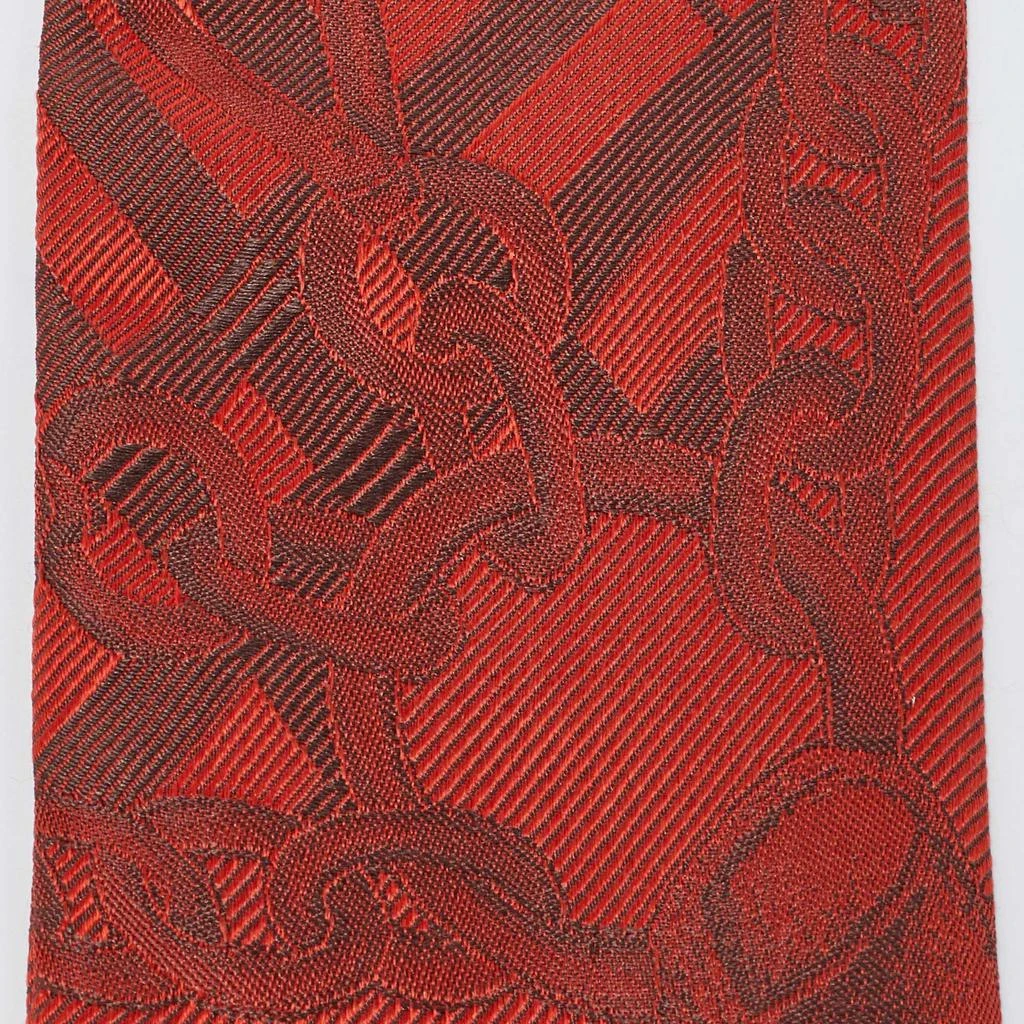 Burberry Burberry Red D-Ring Detail Chain Silk Jacquard Ribbon Scarf 3