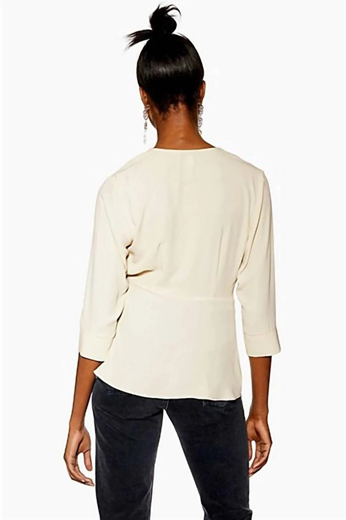 Topshop Topshop - V-Neck 3/4 Sleeve Belted Crepe Wrap Blouse 2