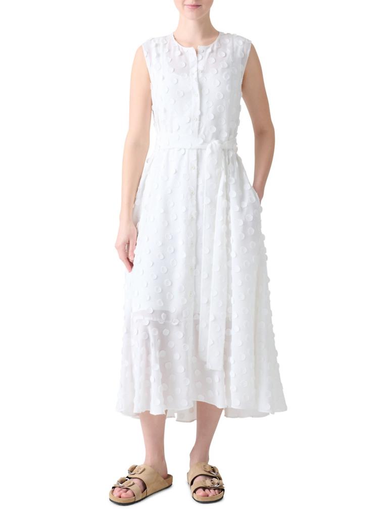 Akris Polka Dot Appliqué Georgette Midi-Dress