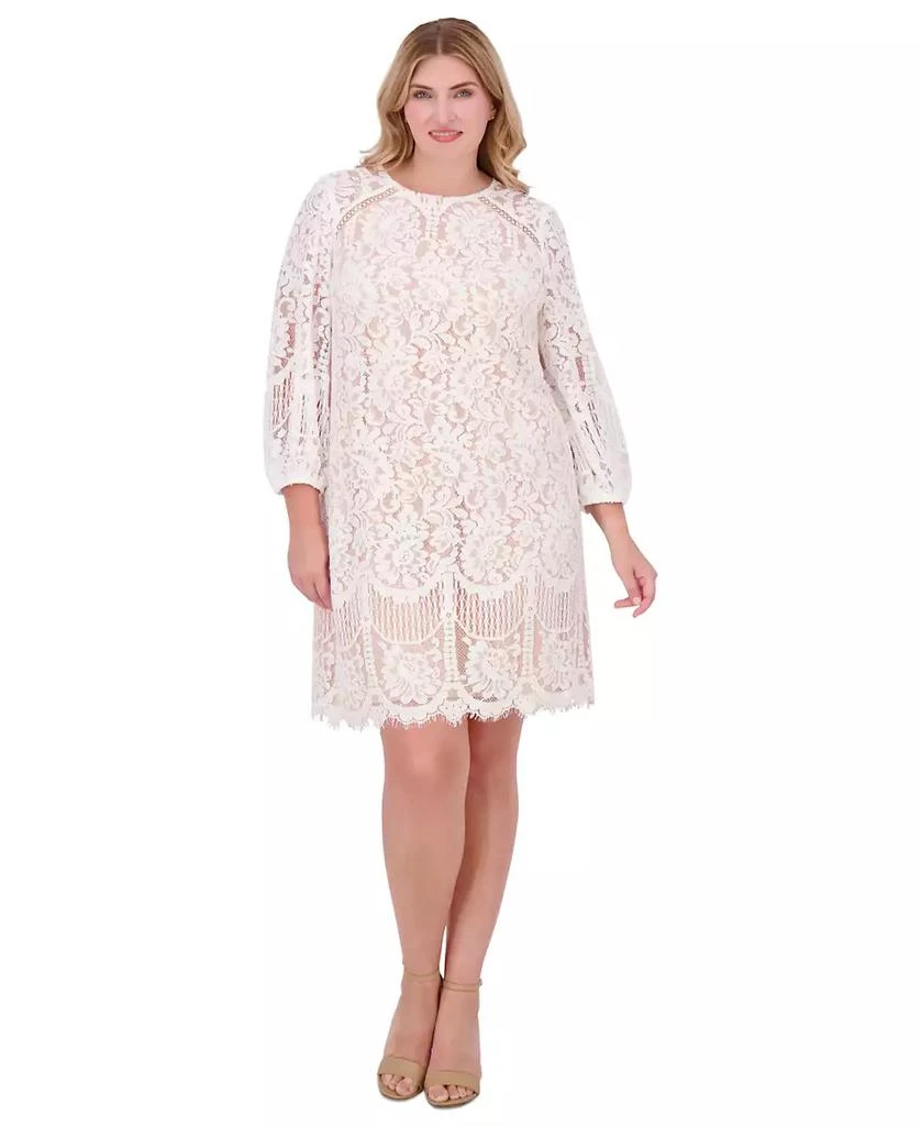 Vince Camuto Plus Size Jewel-Neck Lace Shift Dress 5