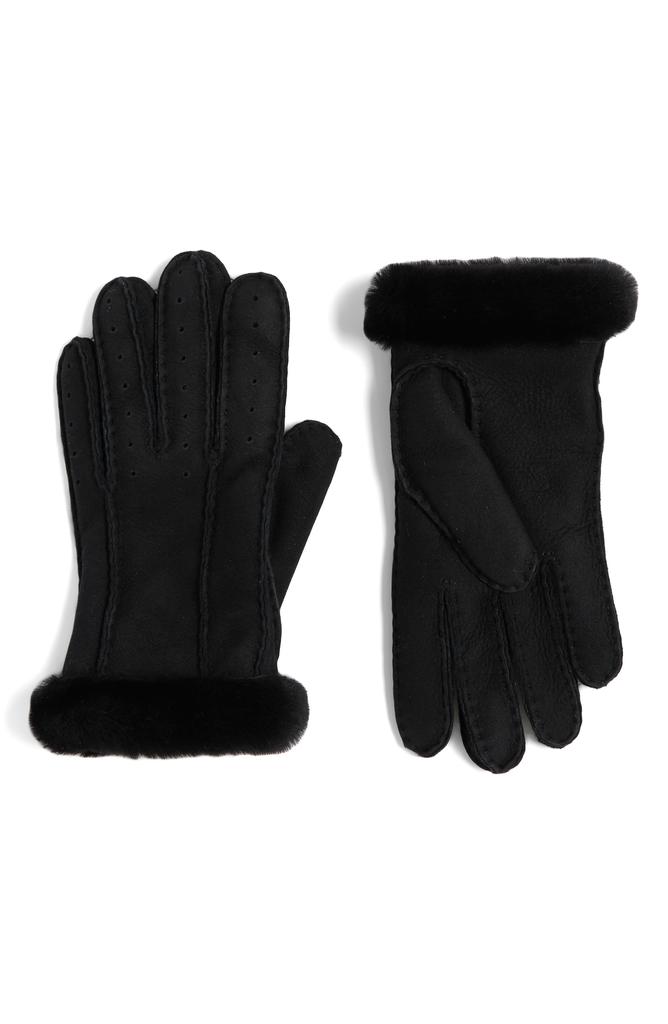 UGG Perforated Genuine Shearling Suede Gloves
