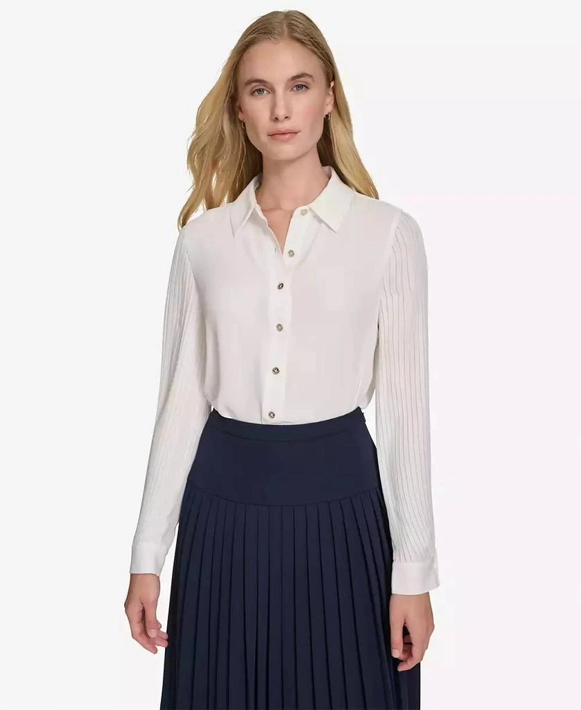 Tommy Hilfiger Women's Pleat-Sleeve Button-Front Shirt 1